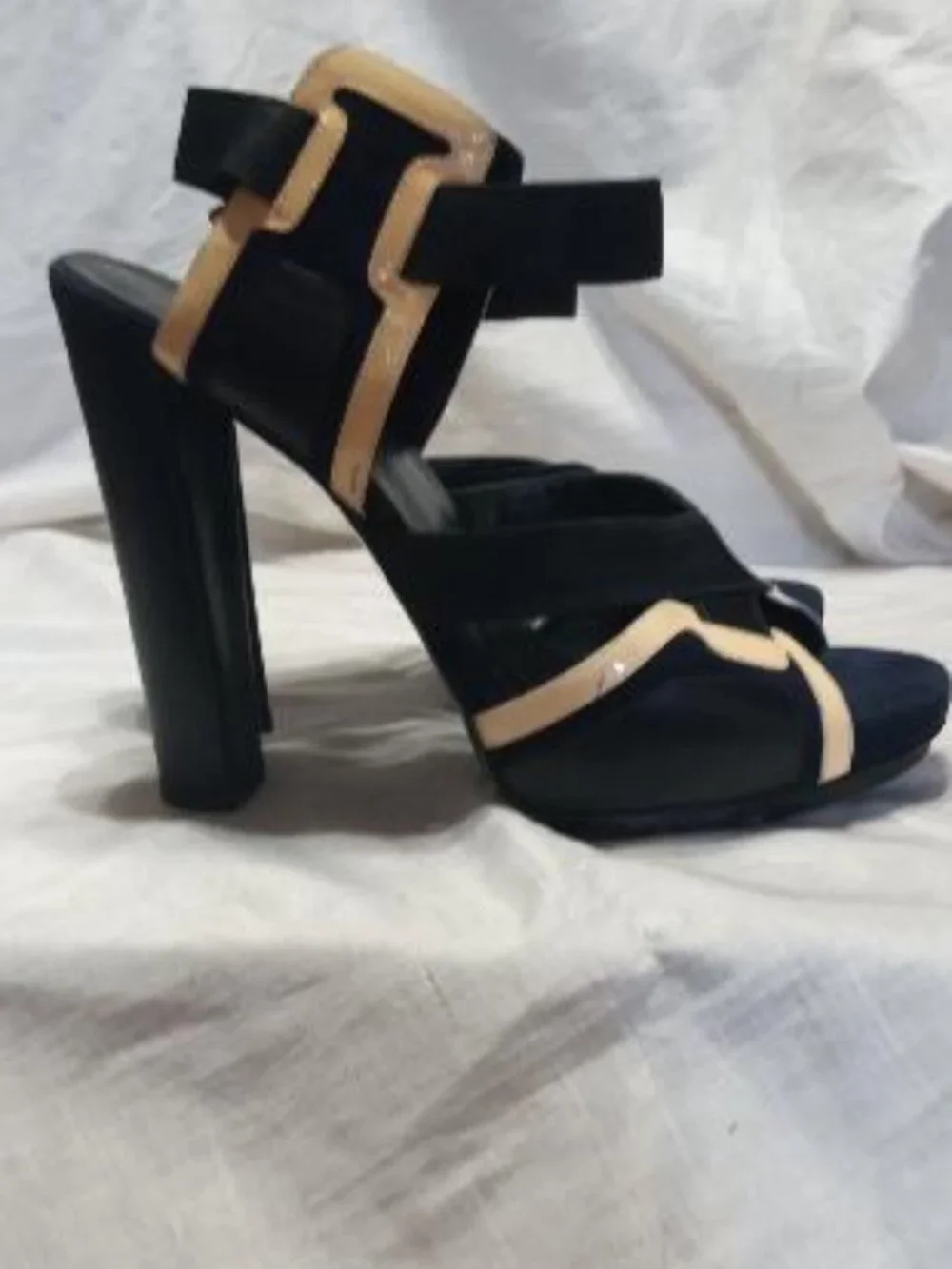 Balenciaga Suede and Leather Color Block Sandals